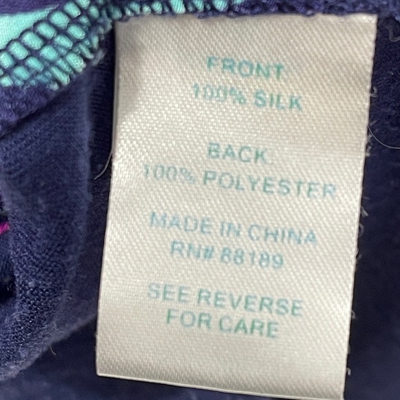Lilly Pulitzer Marion Silk Top M/L Lilly Aqua Blue Turquoise Pink Fountain Top - Picture 5 of 6